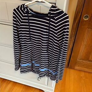 Talbots Navy and White Striped Top